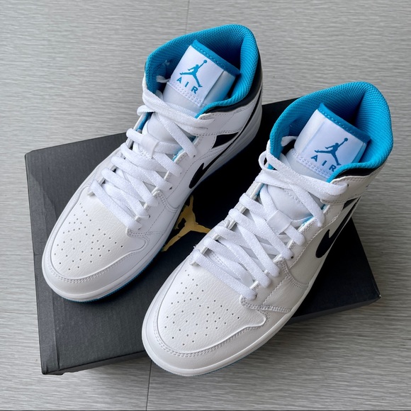 Air Jordan 1 Mid Laser Blue/White/Black - Picture 4 of 10